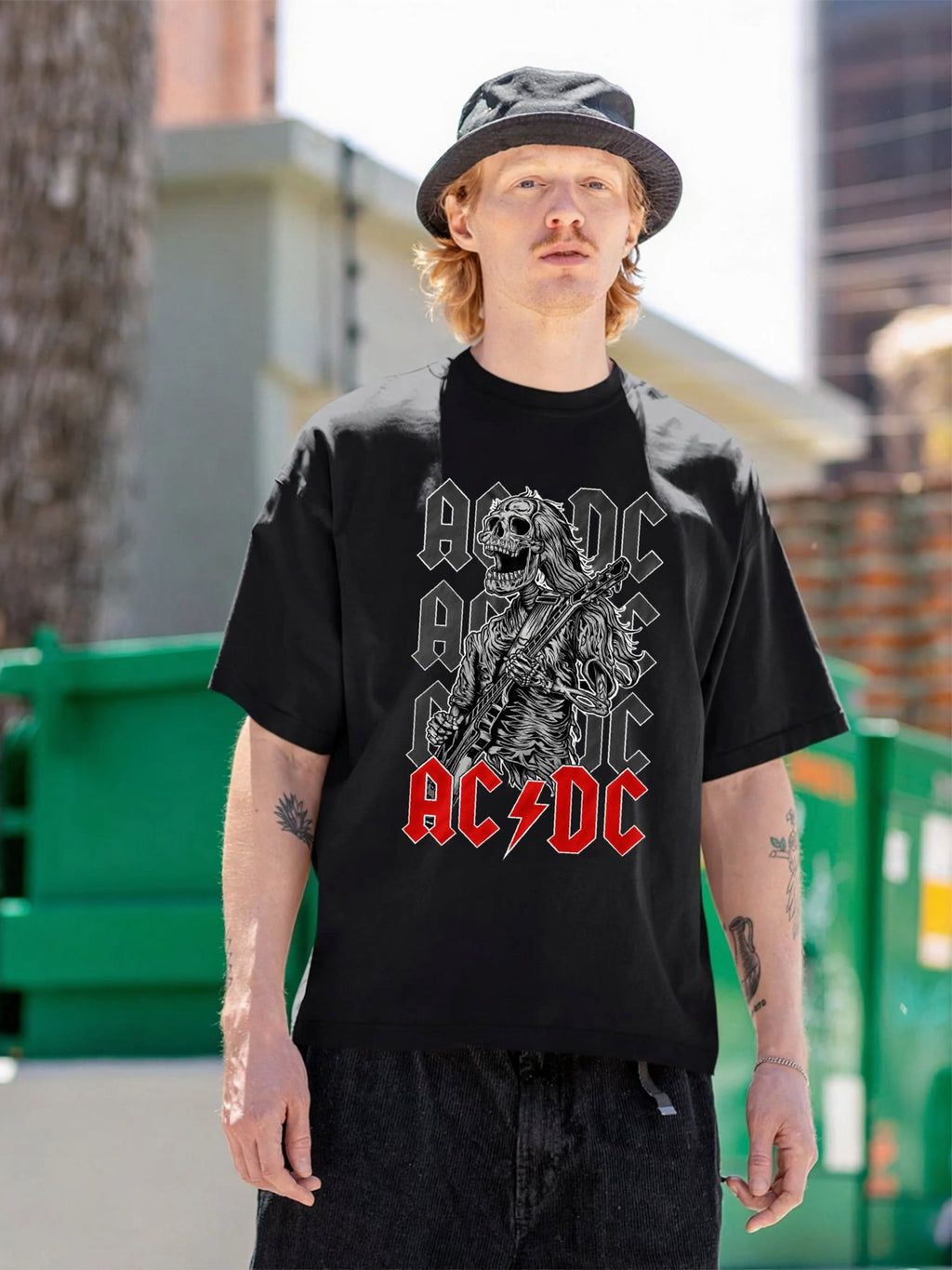 AC/DC Skeleton Guitarist Logo Graphic T-Shirt