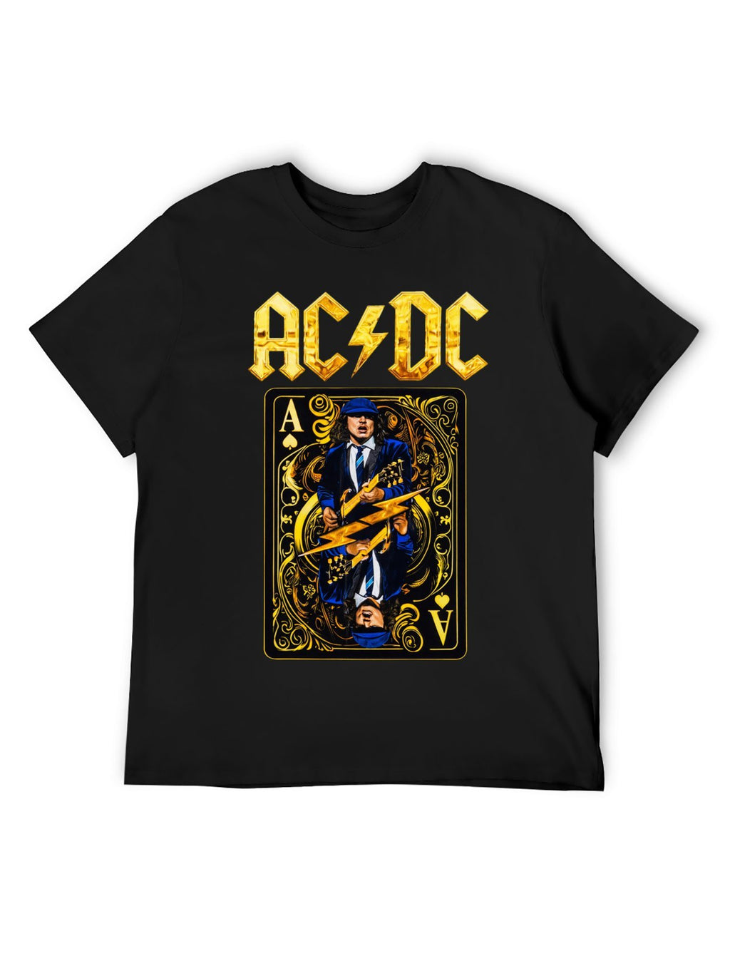 AC/DC Guitarist Ace Card Vintage Rock T-Shirt