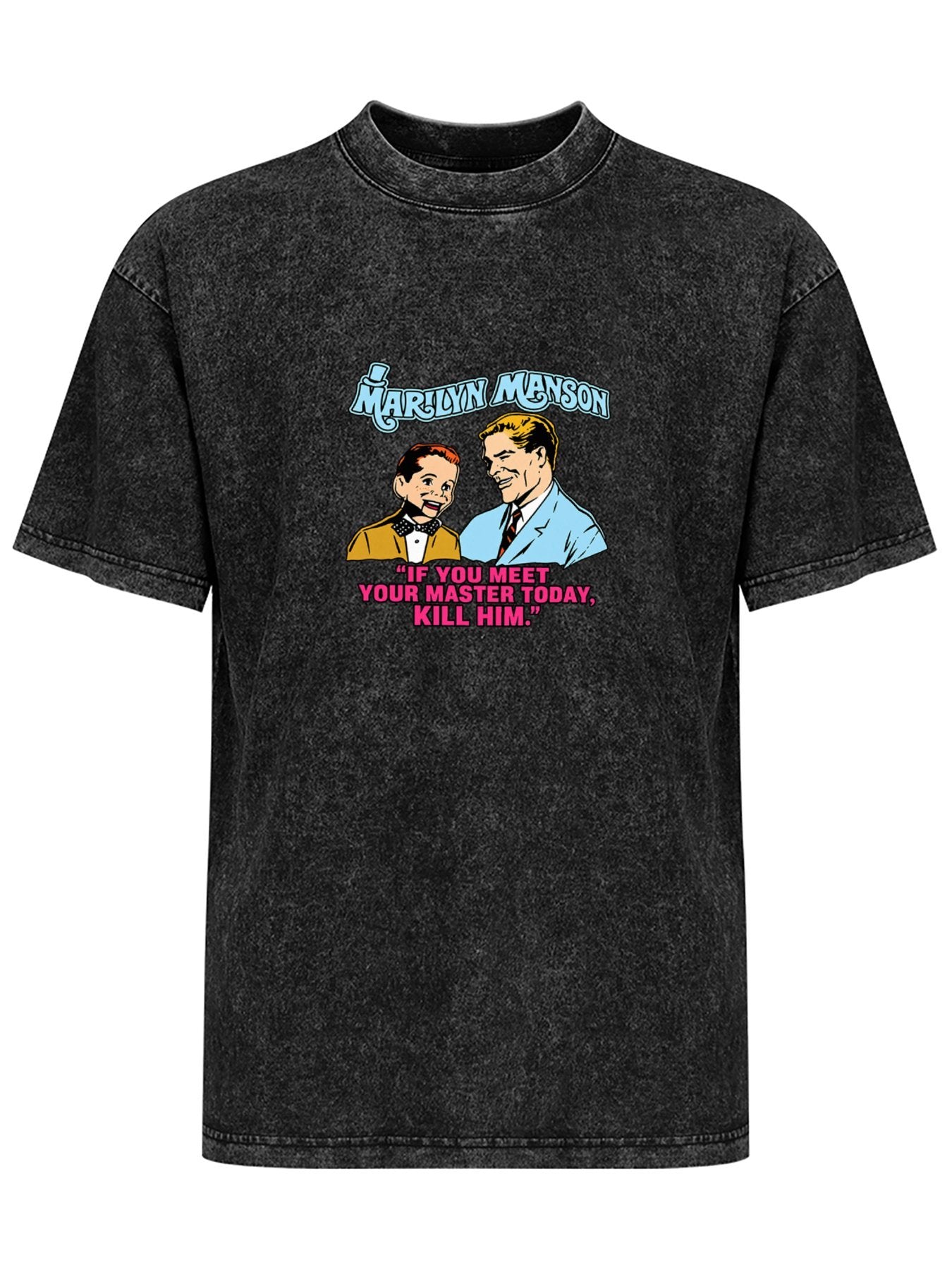 Marilyn Manson Retro Quote Graphic Washed T-Shirt