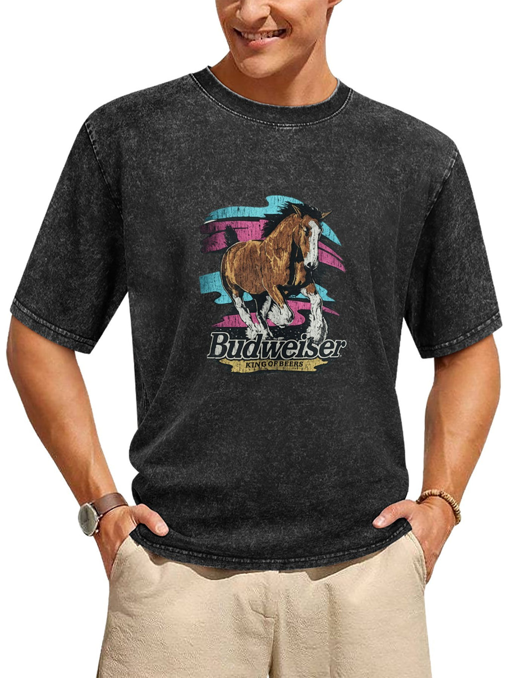 Budweiser Horse Graphic Washed T-Shirt