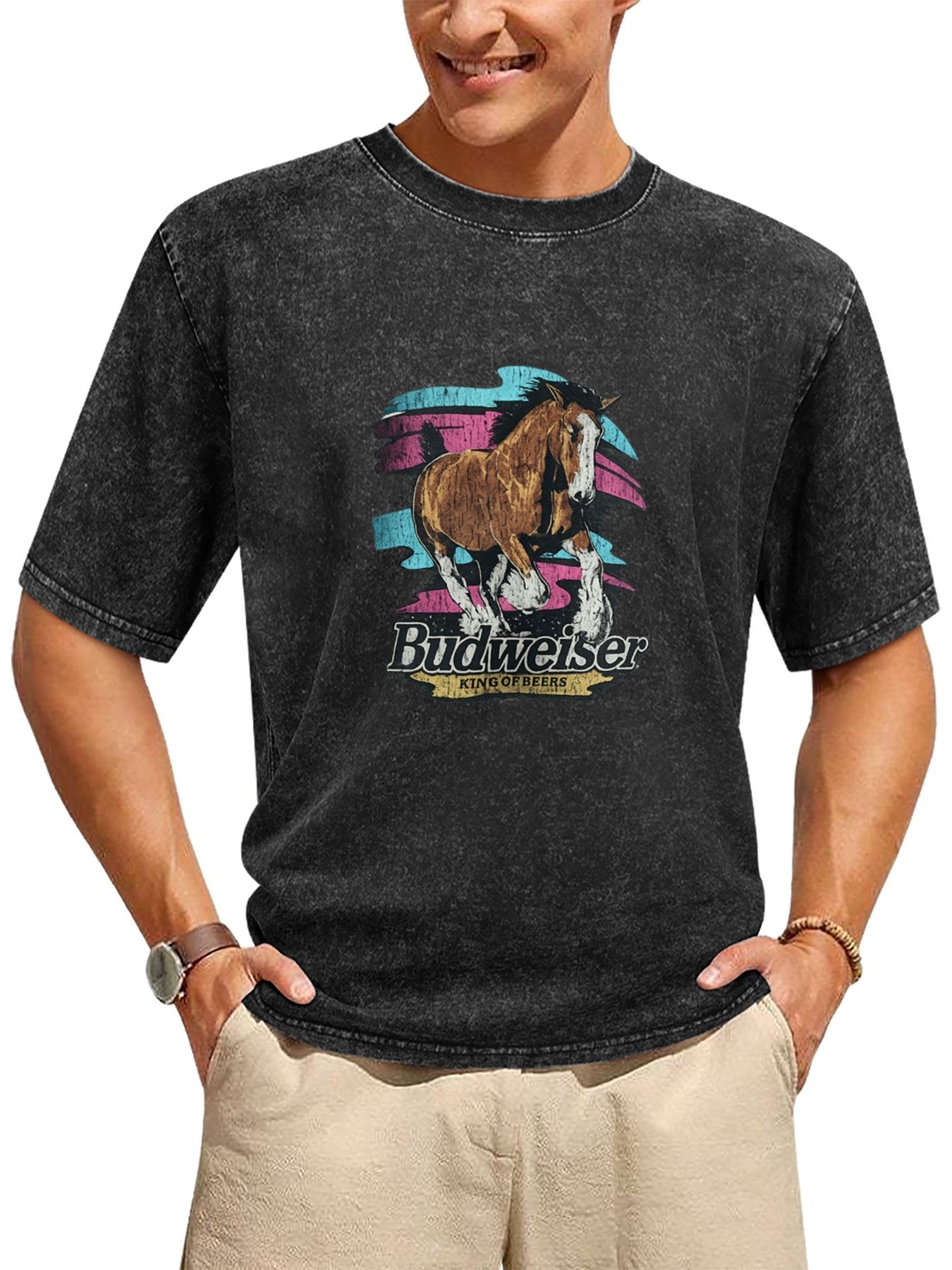 Budweiser Horse Graphic Washed T-Shirt