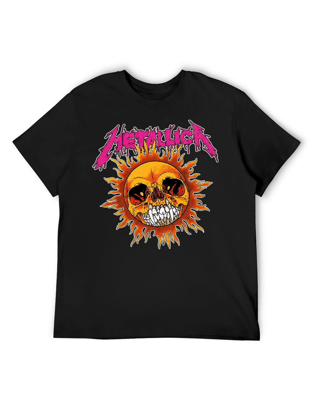 Metallica Flaming Sun Skull Graphic T-Shirt