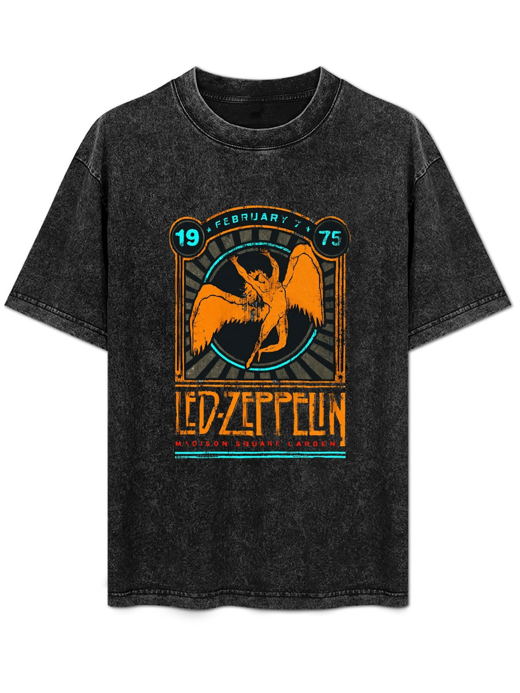 Vintage Washed Led Zeppelin 1975 Madison Square Garden Graphic T-Shirt
