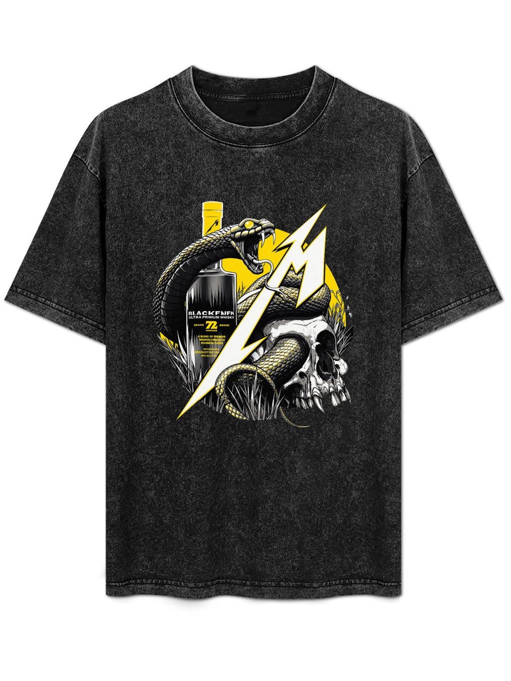 Metallica Blackened Snake and Skull Graphic T-Shirt