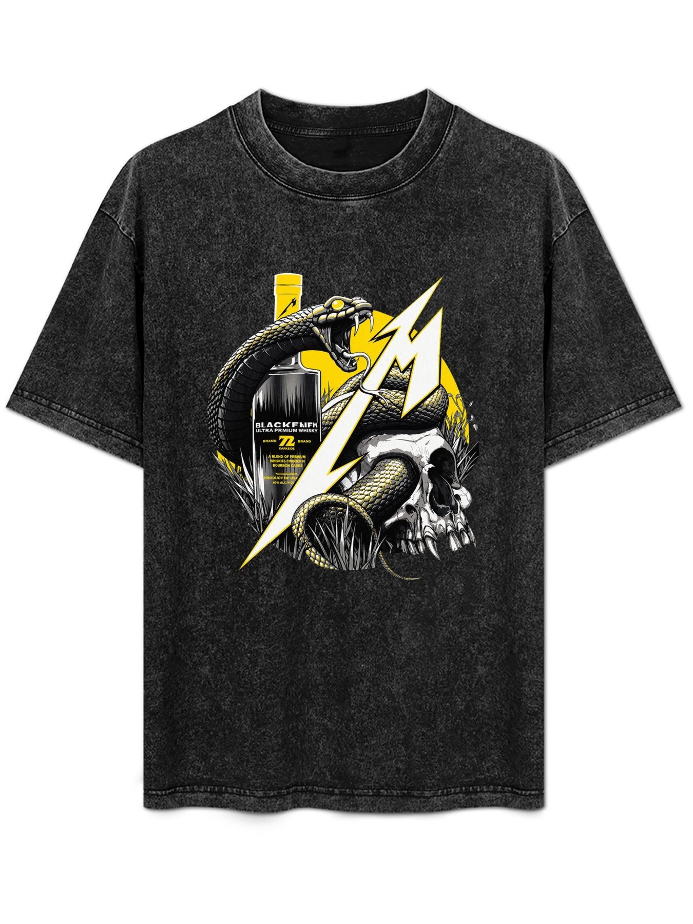 Metallica Blackened Snake and Skull Graphic T-Shirt