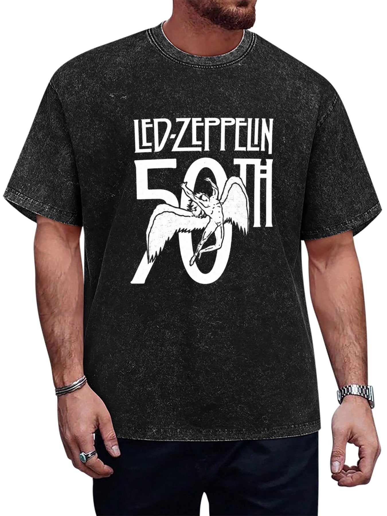 Led Zeppelin 50th Anniversary Winged Angel Graphic T-Shirt
