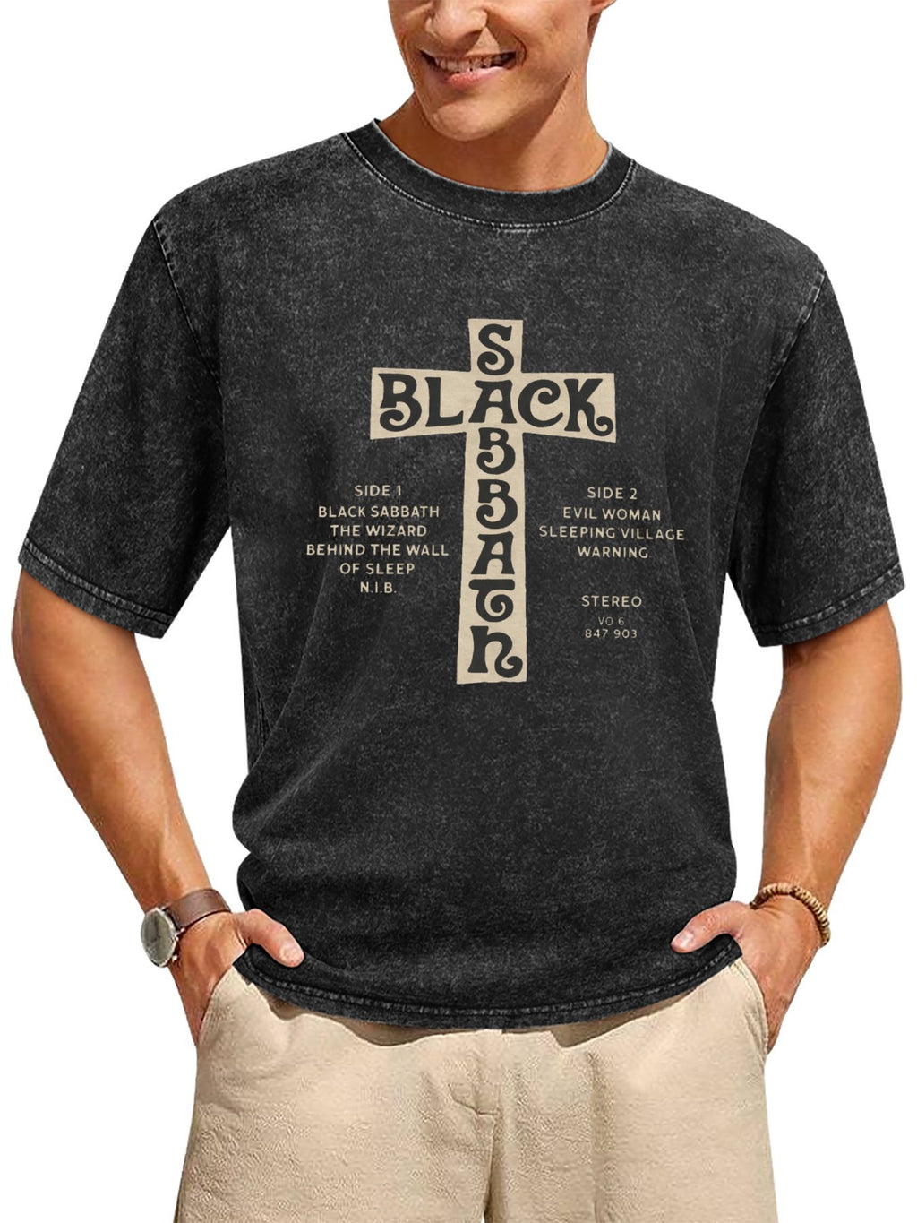 Black Sabbath Cross Tracklist Graphic T-Shirt