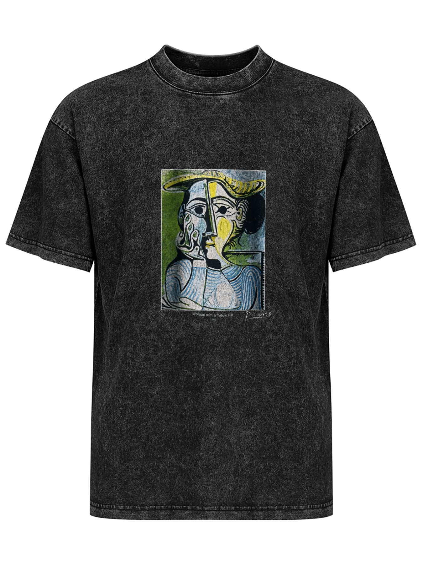 Woman with a Yellow Hat Washed Art Graphic T-Shirt