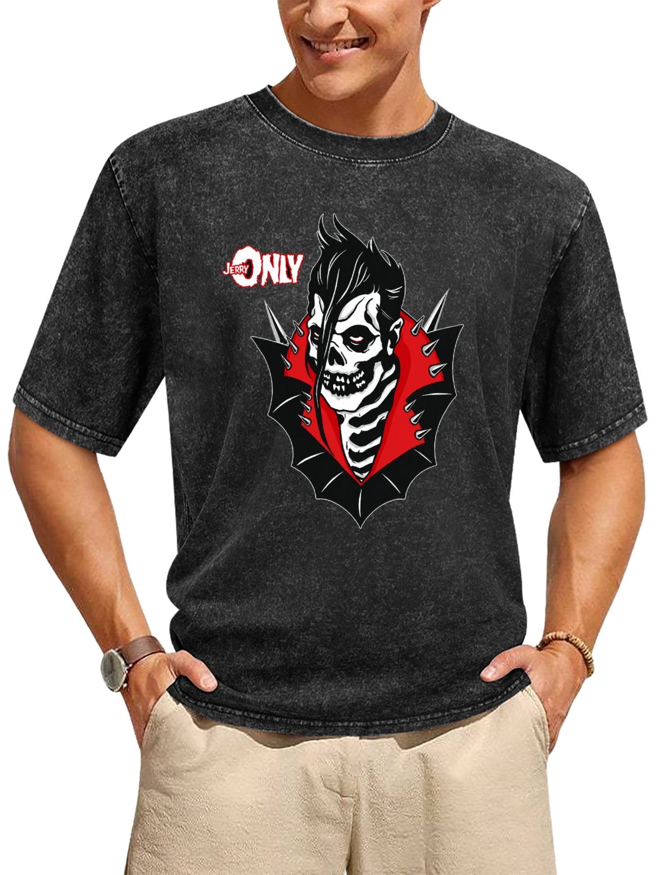 Misfits Jerry Only Spiked Skeleton Portrait Graphic T-Shirt