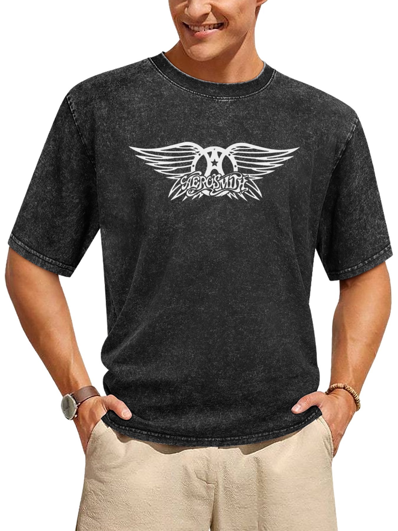 Aerosmith White Winged Logo Graphic T-Shirt Secondary image
