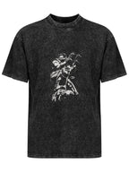 Sci-Fi Armored Soldier Washed Graphic T-Shirt
