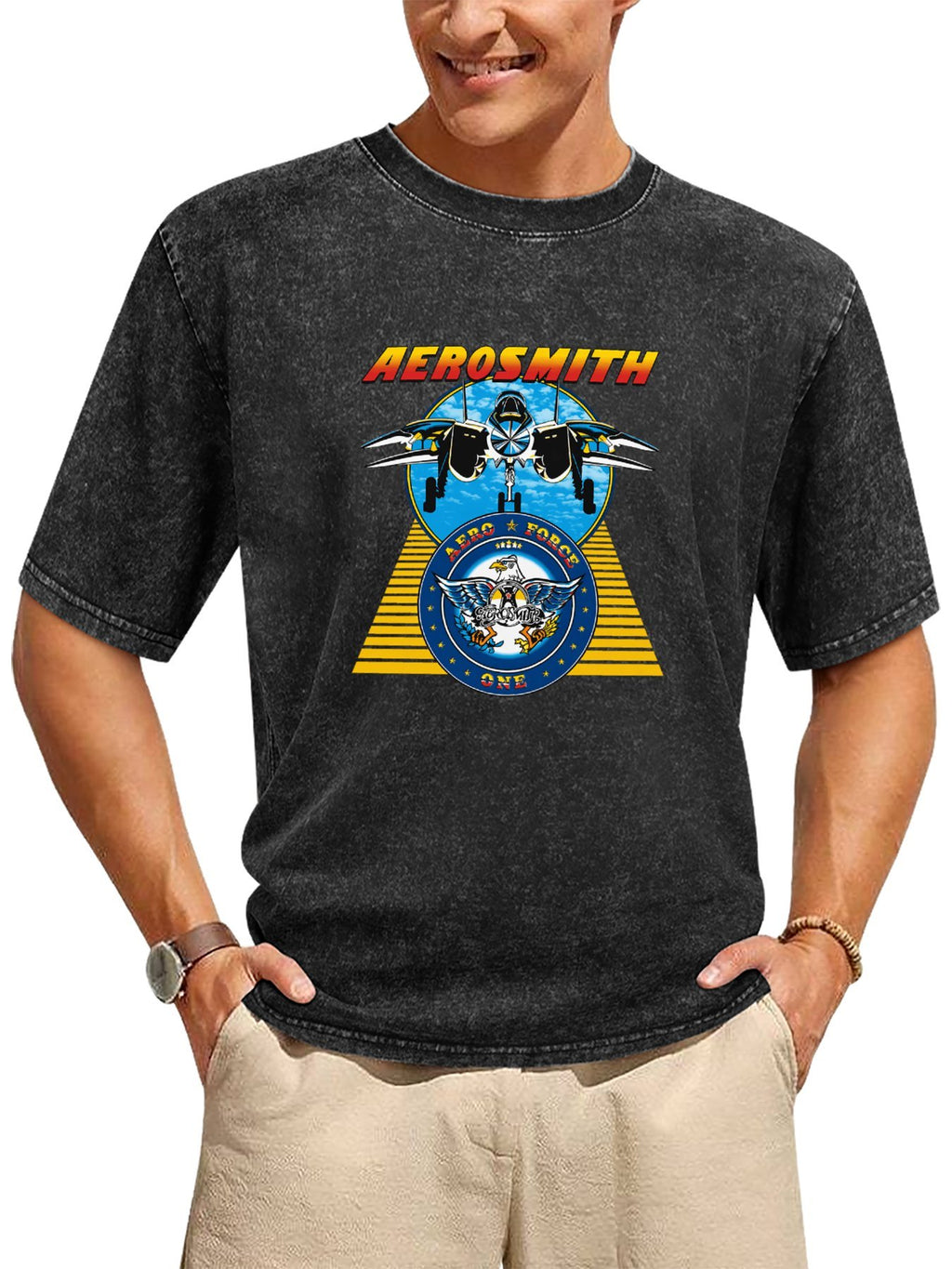 Aerosmith Aero Force One Jet Graphic T-Shirt