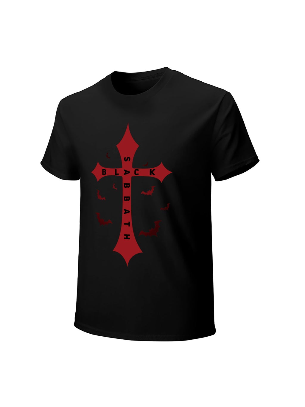 Black Sabbath Red Cross Bat Graphic T-Shirt