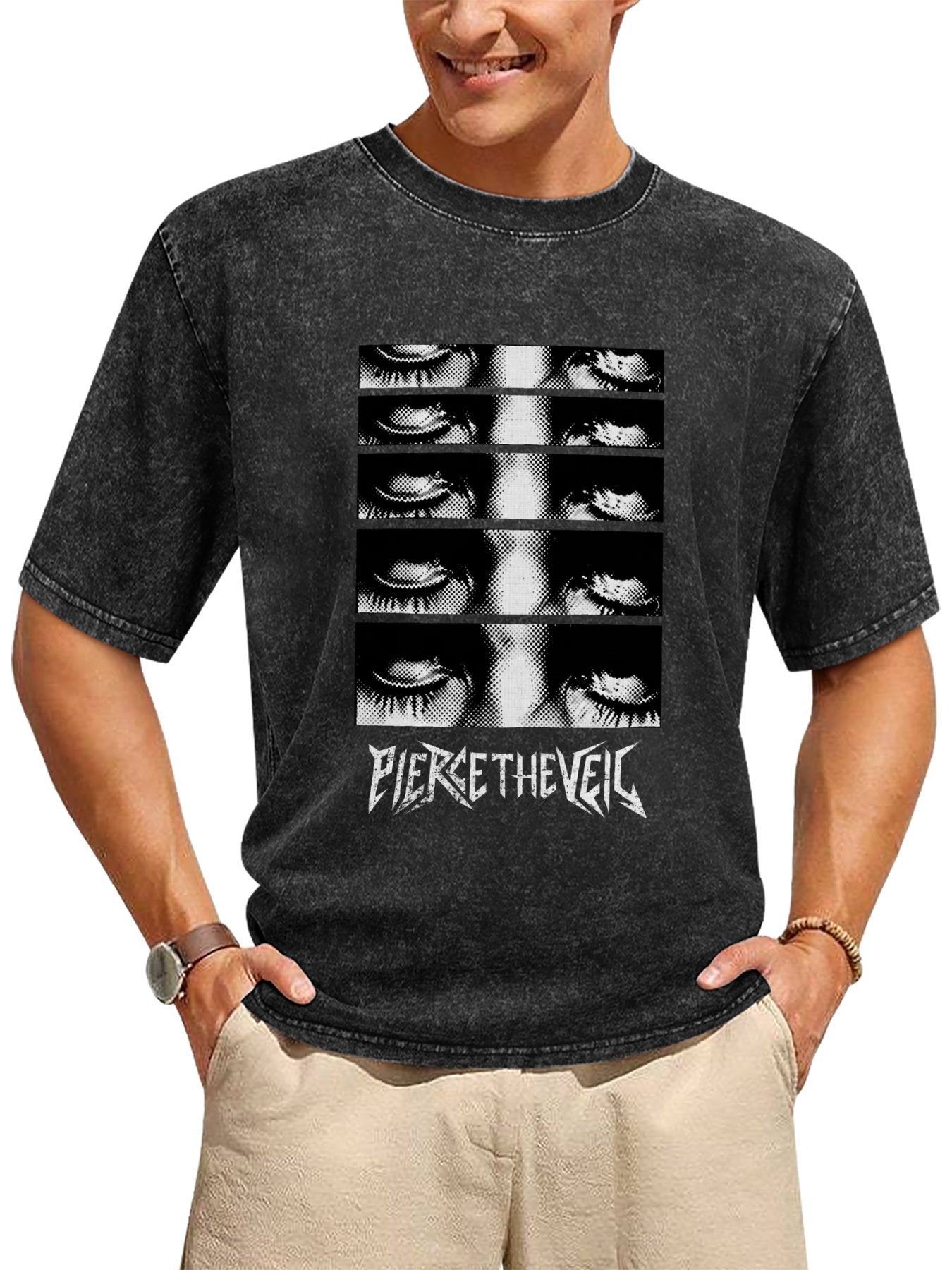 Vintage Washed Pierce The Veil Eyes Graphic T-Shirt Secondary image