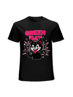 Green Day Cartoon Cat Punk Graphic T-Shirt