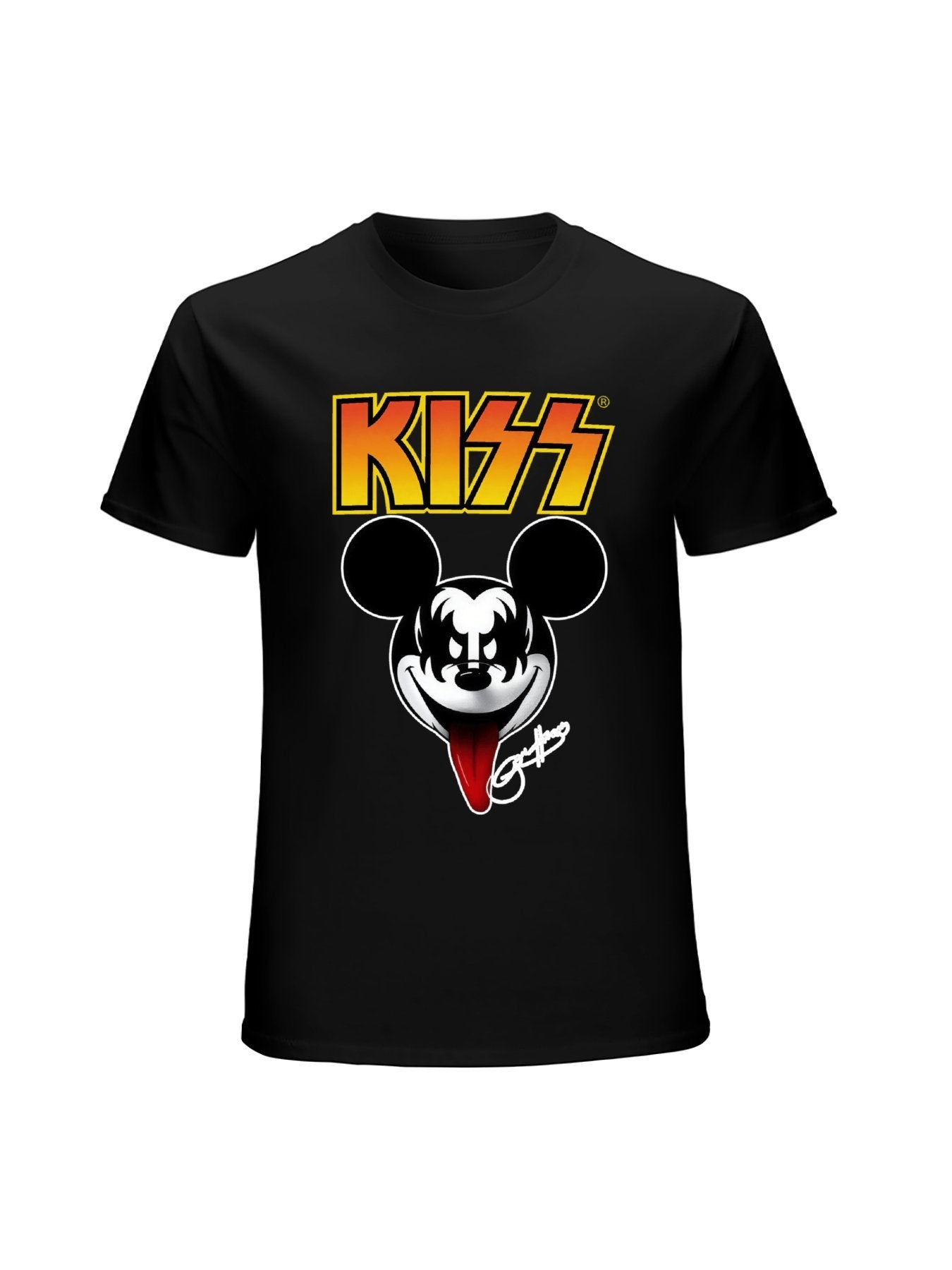 KISS Cartoon Mouse Face Logo Graphic T-Shirt