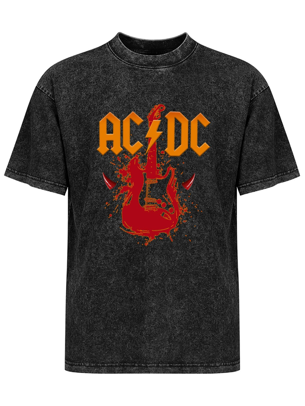 Vintage Washed AC/DC Electric Guitar Graphic T-Shirt