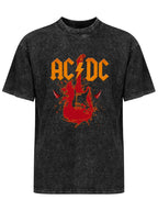 Vintage Washed AC/DC Electric Guitar Graphic T-Shirt