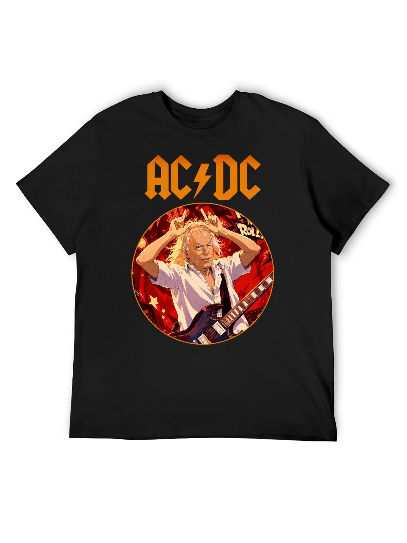 AC/DC Rock Guitarist Circle Graphic T-Shirt