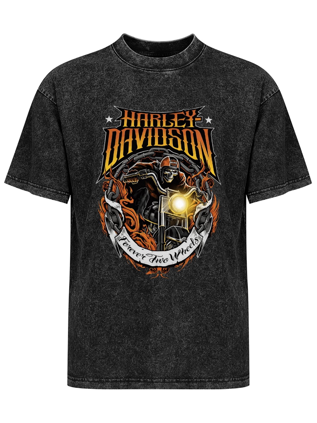 Vintage Washed Harley-Davidson Skull Rider Graphic T-Shirt