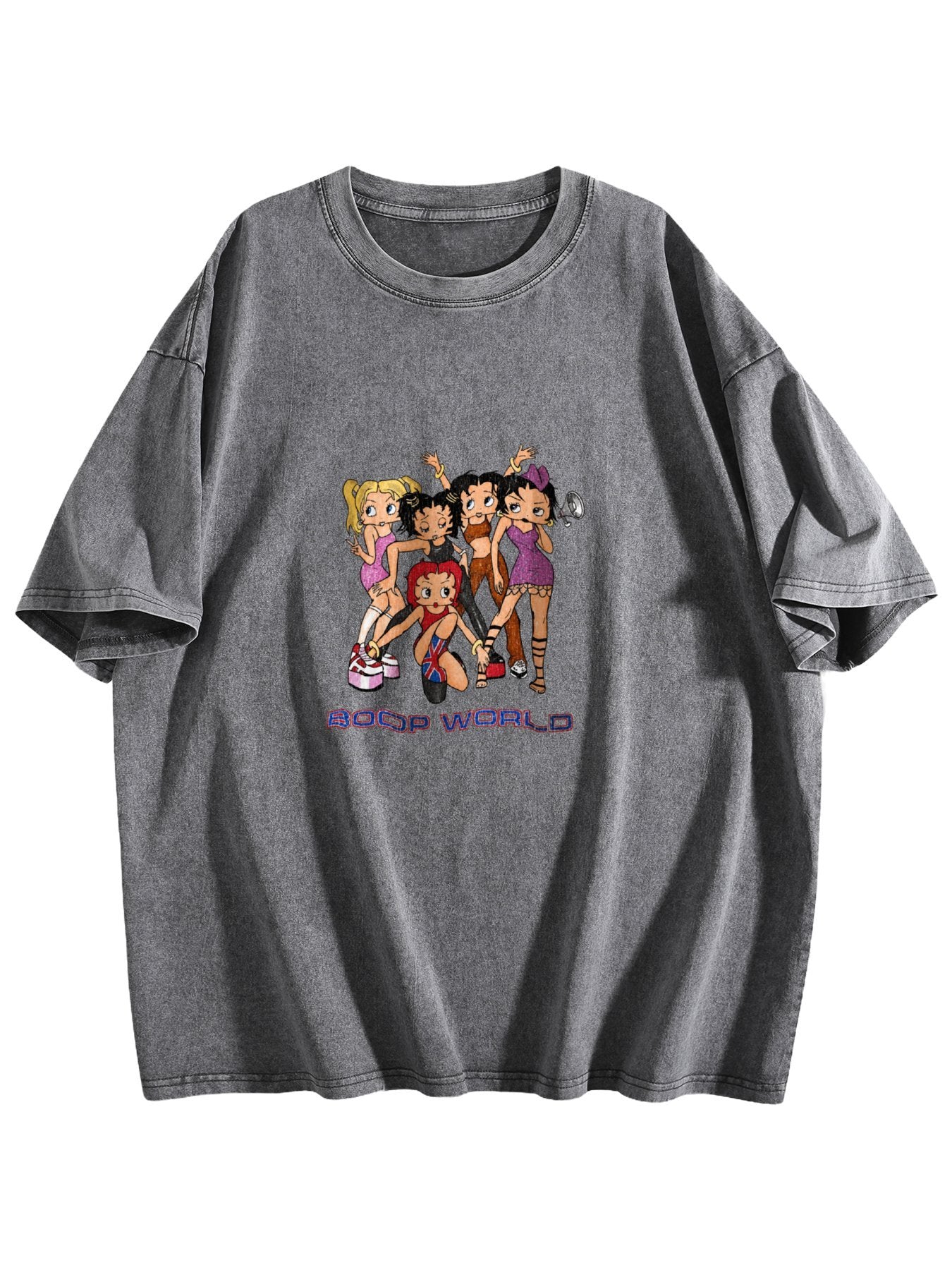 Boop World Washed Cartoon Graphic T-Shirt