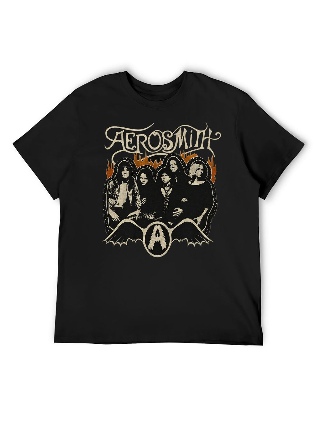 Aerosmith Band Portrait Flame Vintage Graphic T-Shirt