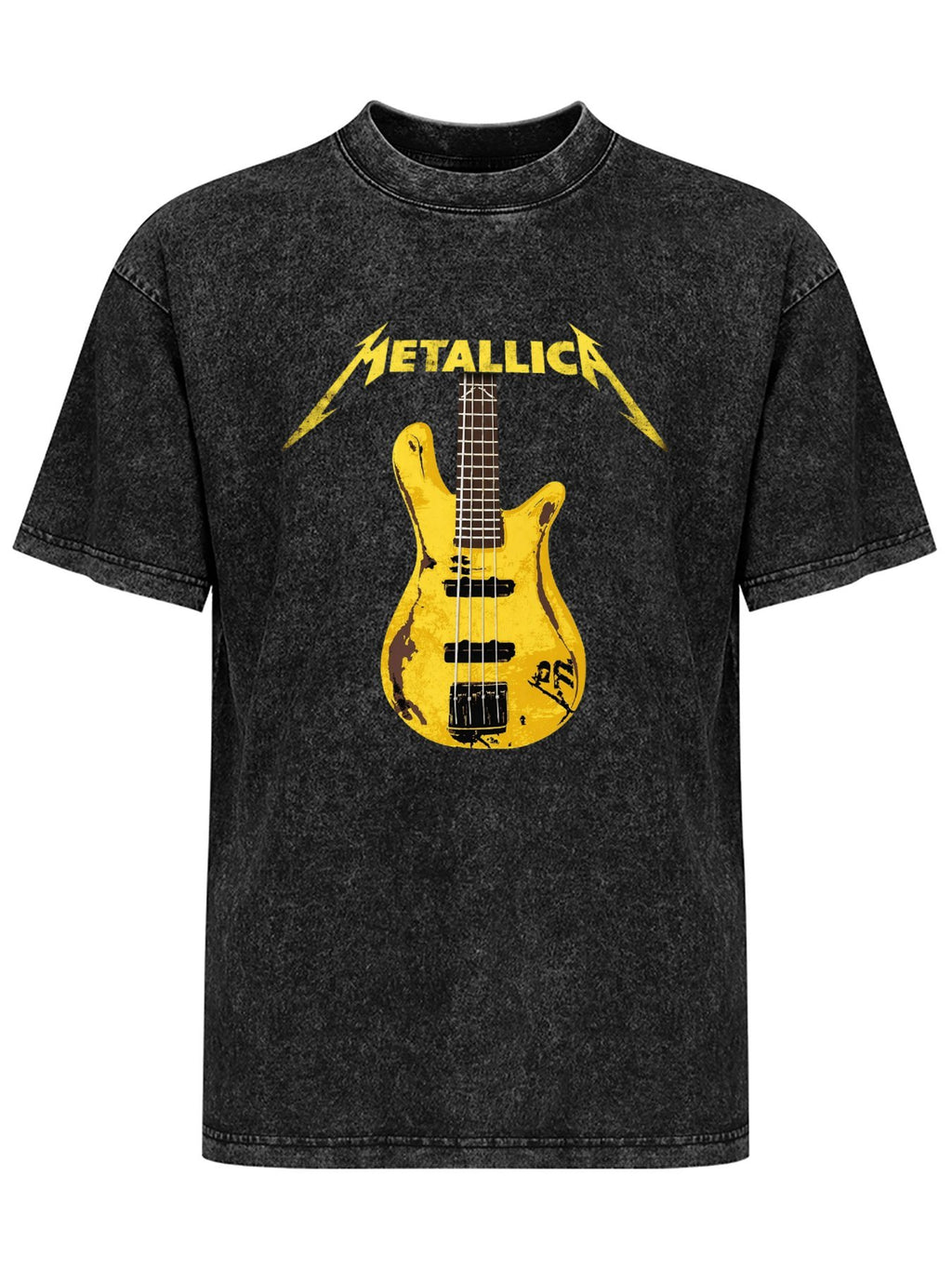 Metallica Yellow Bass Guitar Graphic T-Shirt