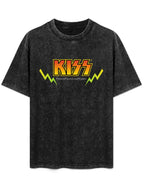 Vintage Washed KISS Painted Faces Graphic T-Shirt