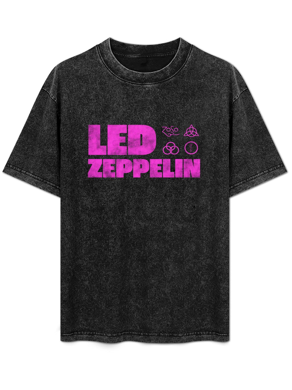 Led Zeppelin Magenta Logo and Symbols Graphic T-Shirt