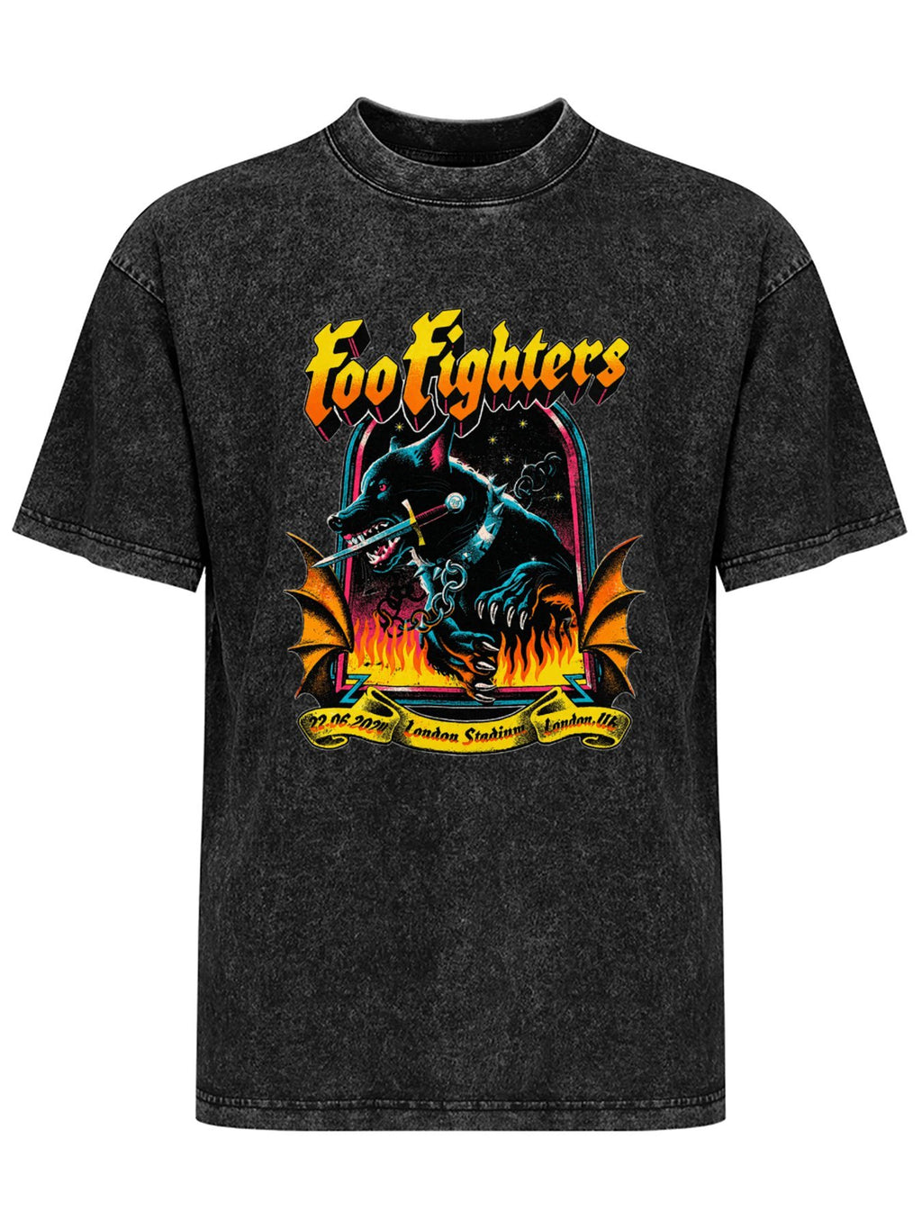 Vintage Washed Foo Fighters Wolf Graphic T-Shirt