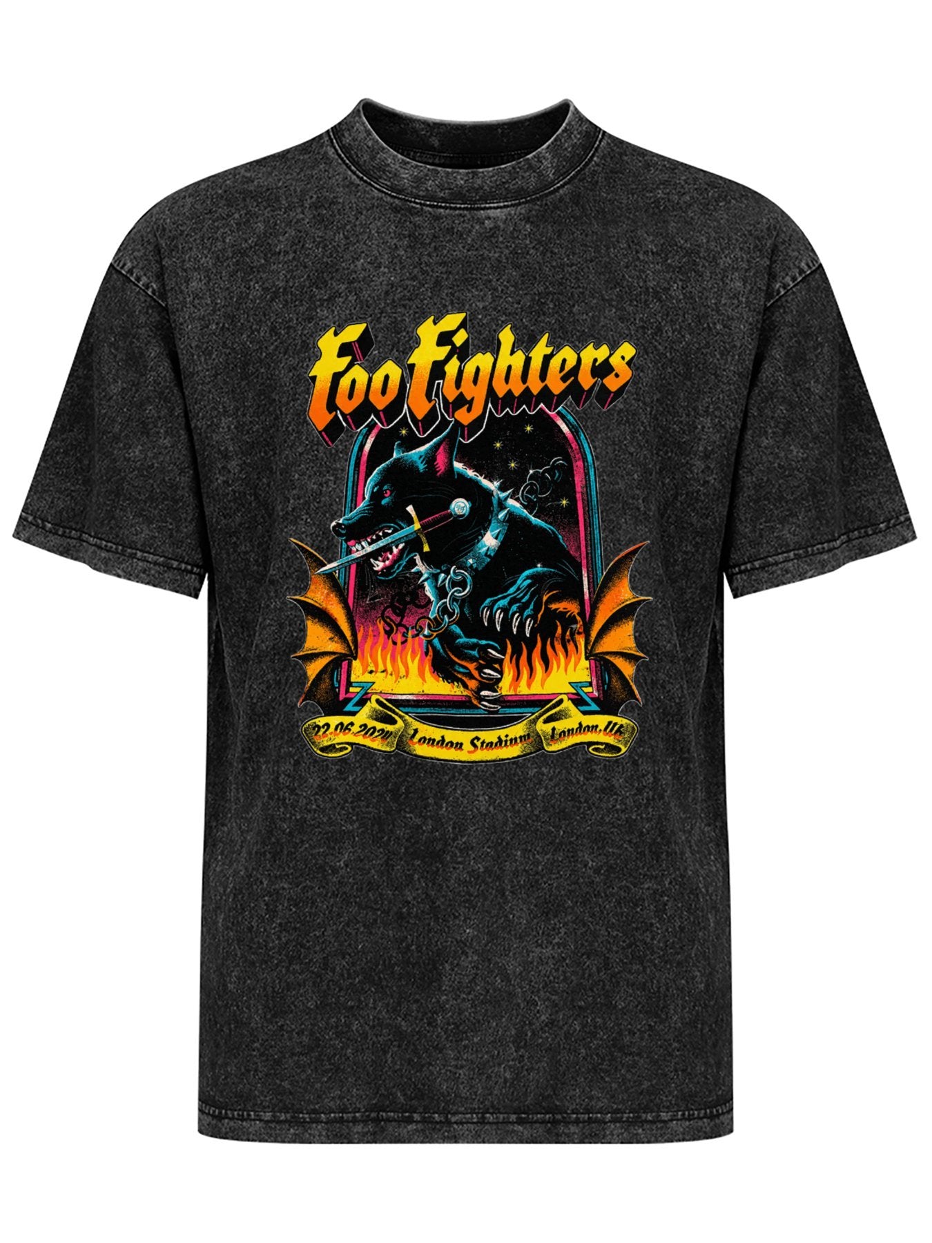 Vintage Washed Foo Fighters Wolf Graphic T-Shirt