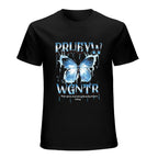 Blue Butterfly Graphic Black T-Shirt