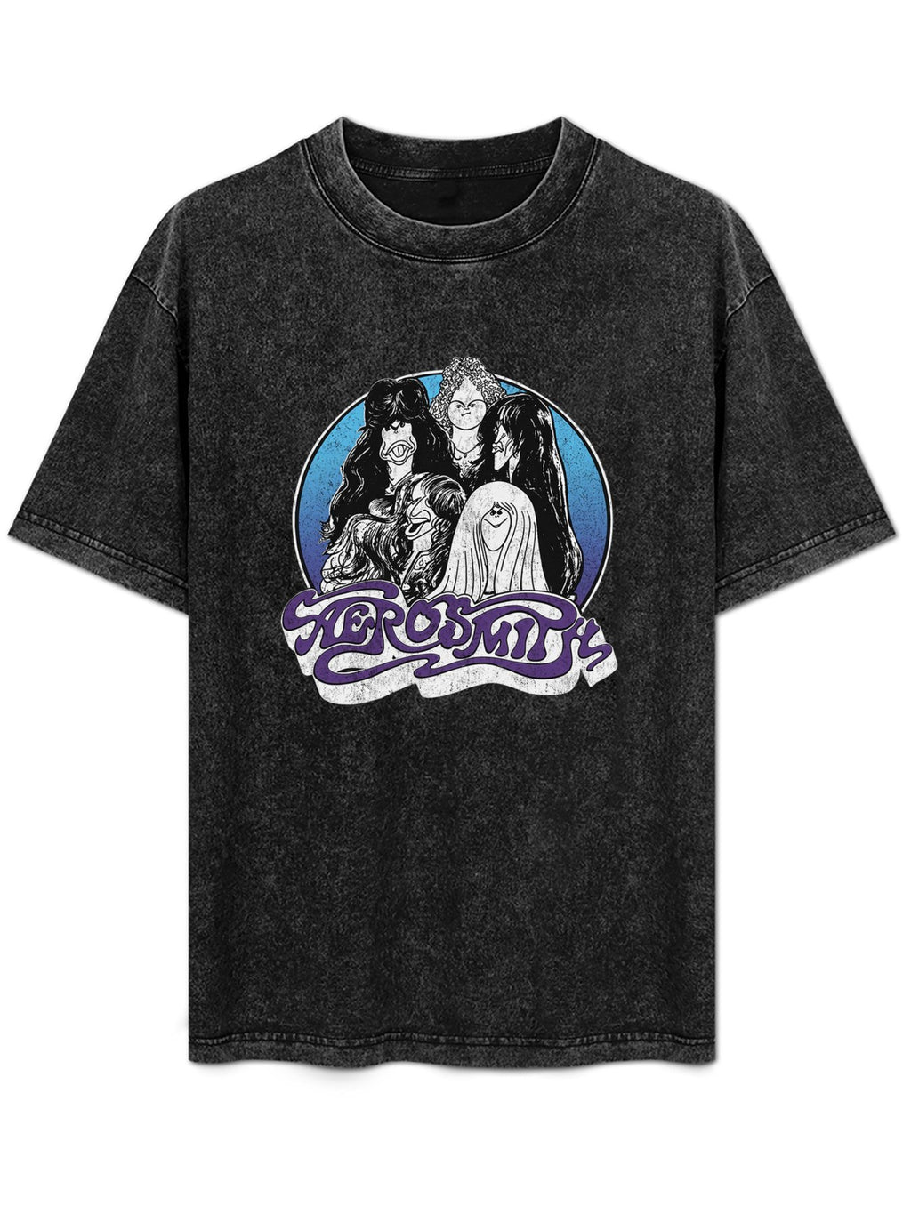 Aerosmith Cartoon Band Portrait Graphic T-Shirt