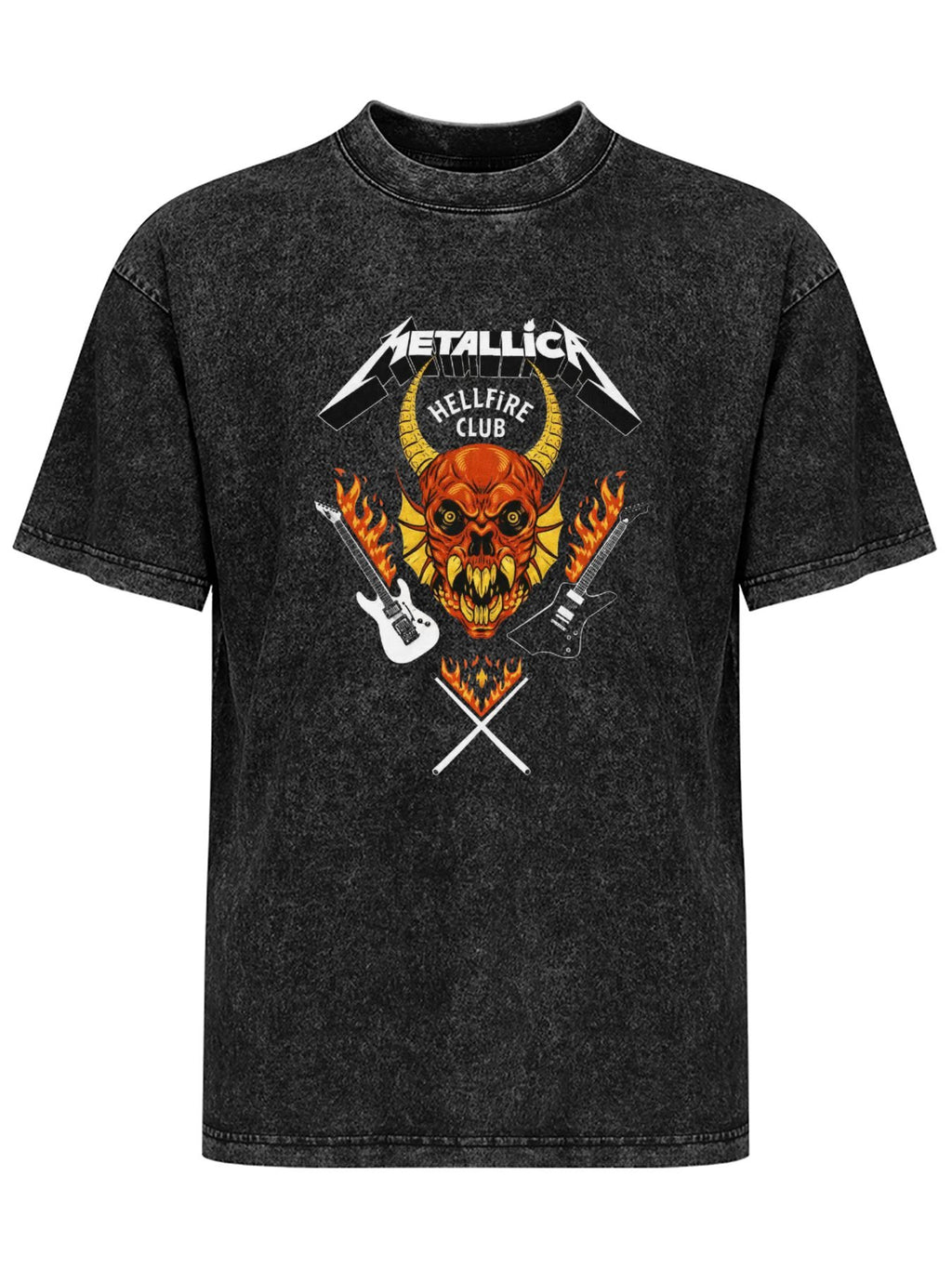 Vintage Washed Metallica Hellfire Club Demon Graphic T-Shirt