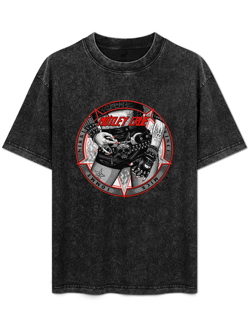 Mötley Crüe Rock Star Circle Graphic T-Shirt