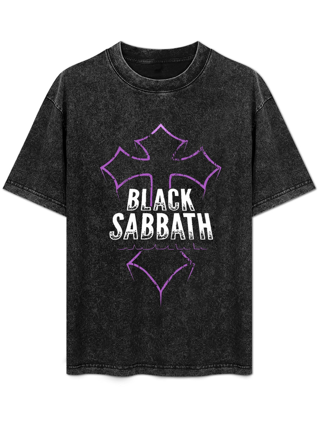 Vintage Washed Black Sabbath Purple Cross Graphic T-Shirt