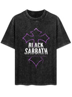 Vintage Washed Black Sabbath Purple Cross Graphic T-Shirt