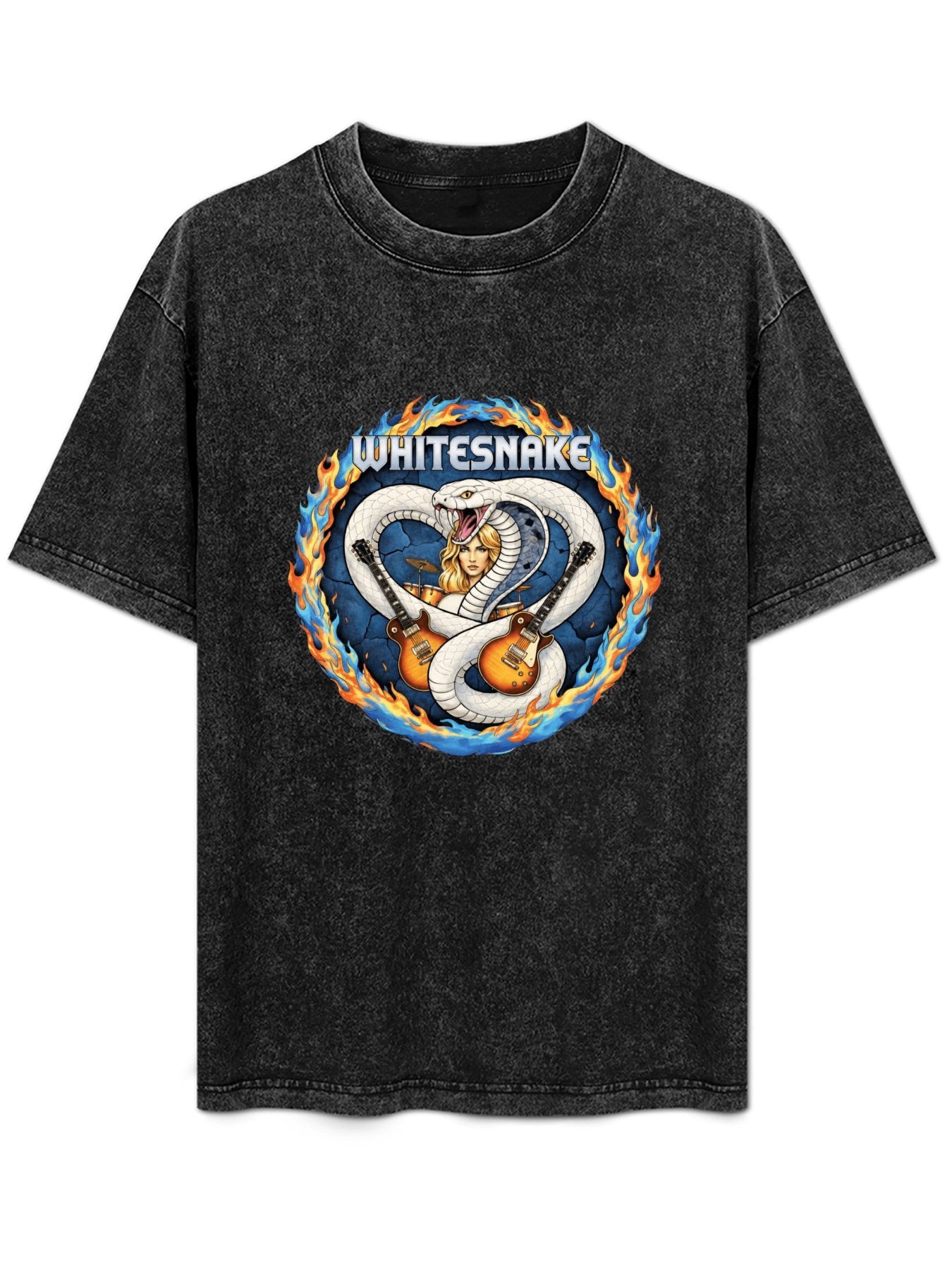 Vintage Washed Whitesnake Fire Ring Graphic T-Shirt