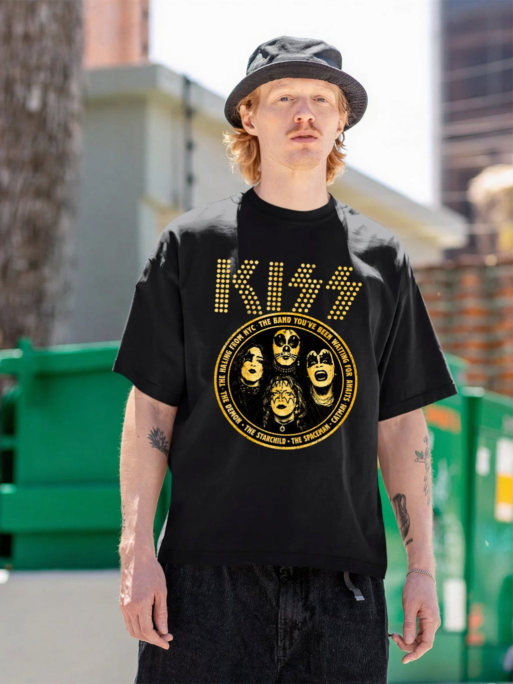 KISS Dotted Logo Band Portrait Graphic T-Shirt
