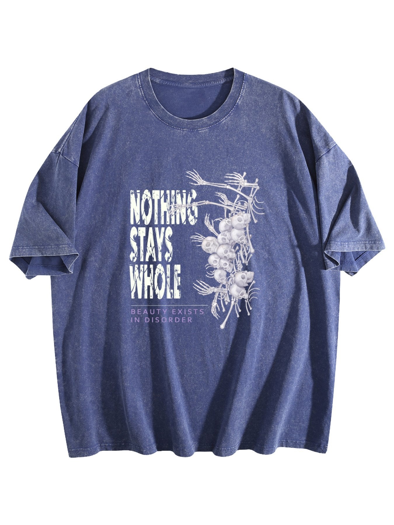 Nothing Stays Whole Skeleton Graphic Washed T-Shirt