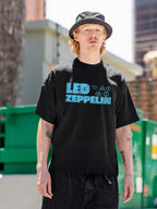 Led Zeppelin Blue Logo Symbols Graphic T-Shirt