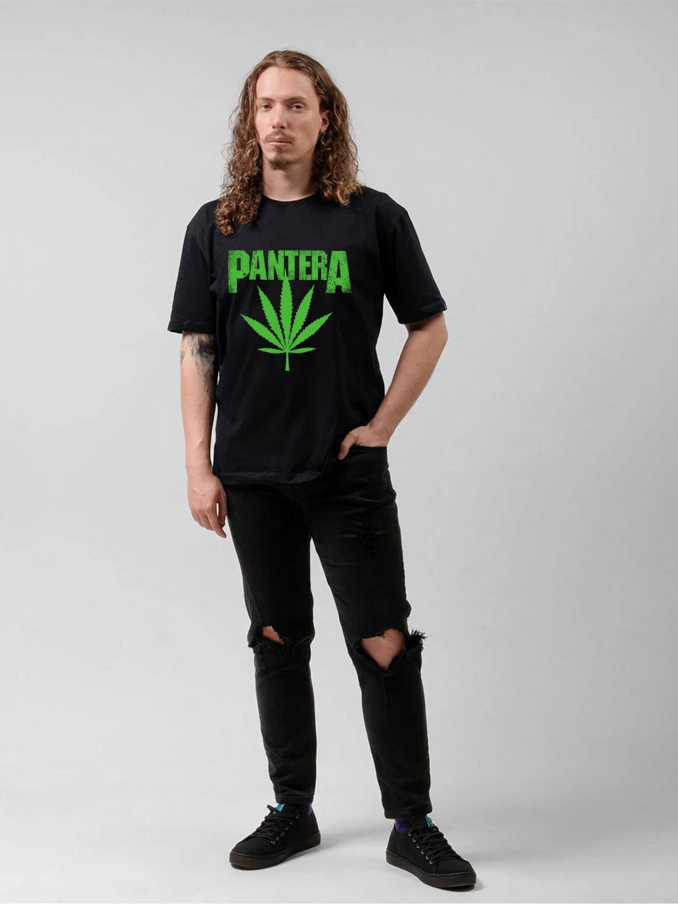 Pantera Green Leaf Logo Graphic T-Shirt