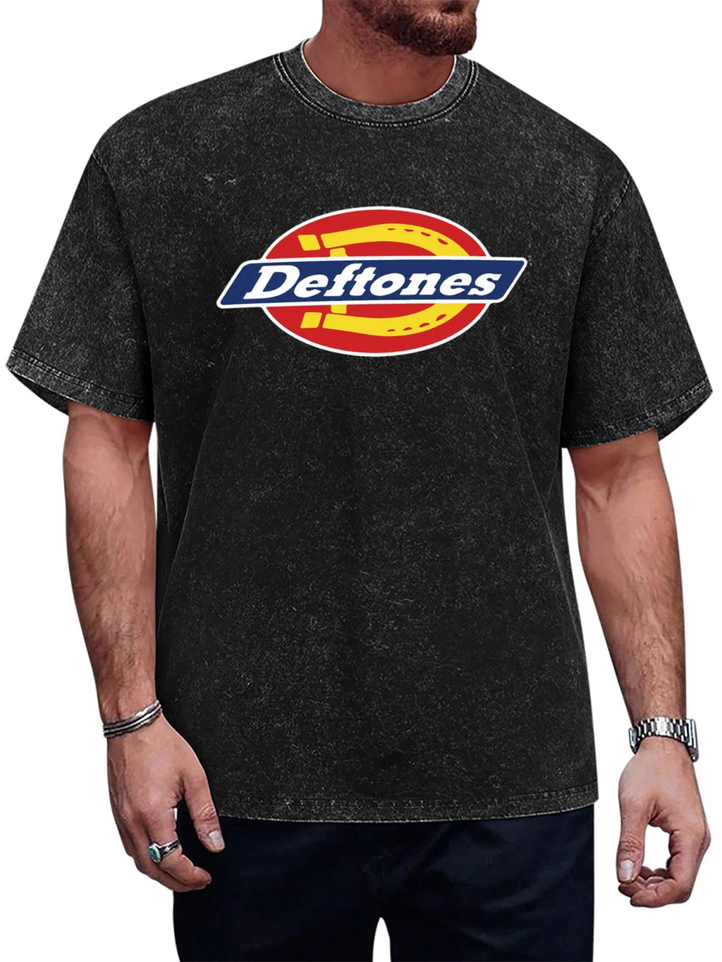 Deftones Horseshoe Oval Logo Graphic T-Shirt