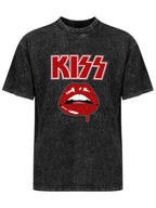 KISS Red Lips Drip Vintage Graphic T-Shirt
