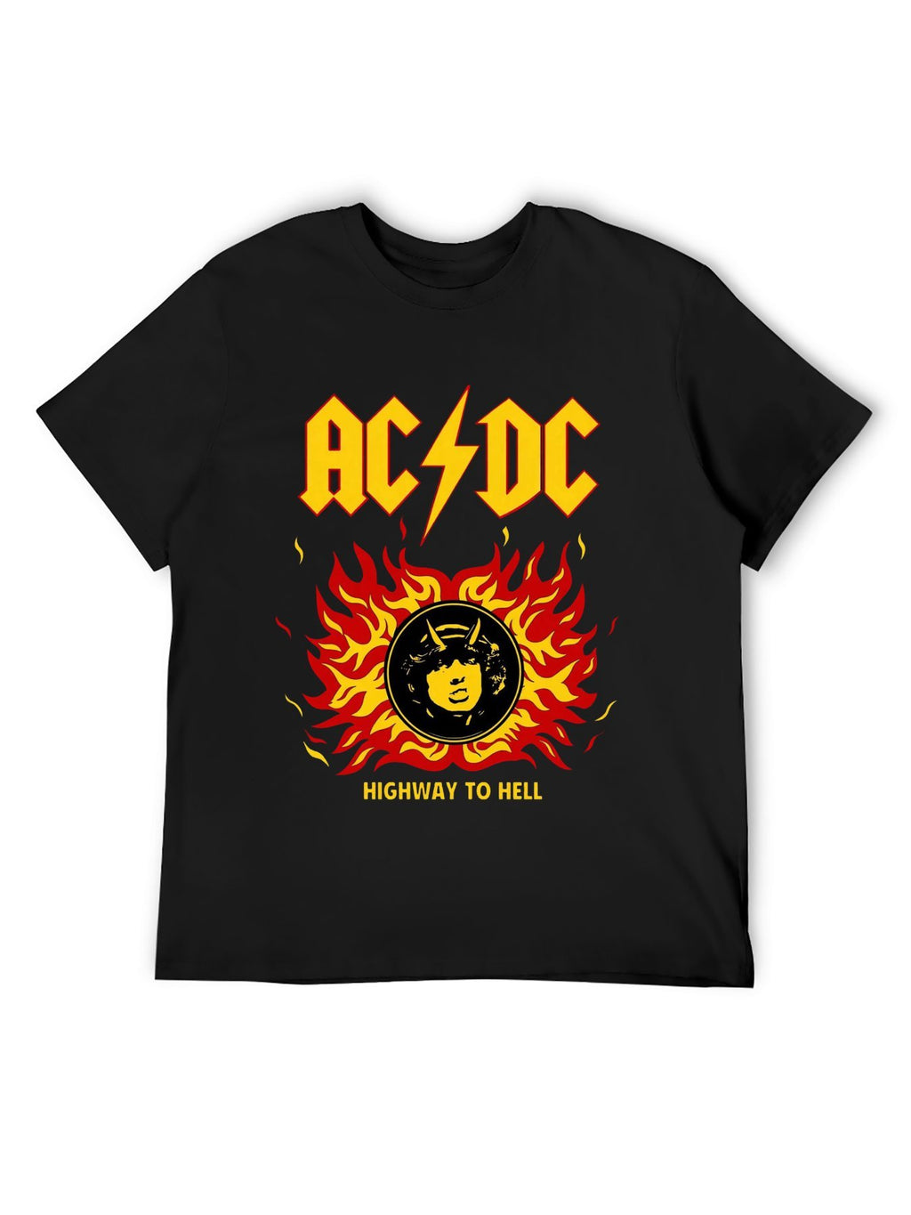 AC/DC Flaming Angus Face Inferno Hard Rock T-Shirt