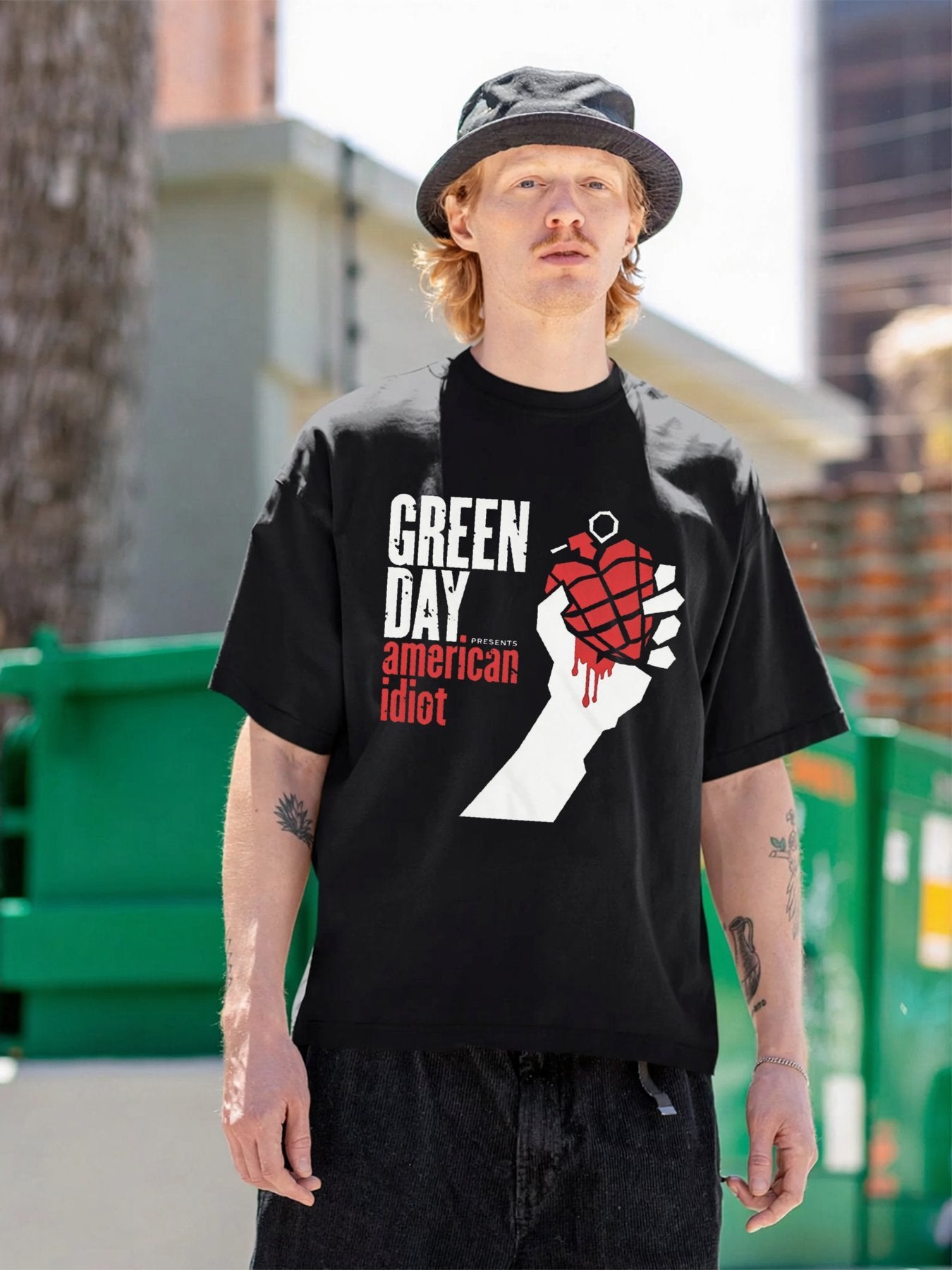 Green Day American Idiot Heart Grenade Graphic T-Shirt