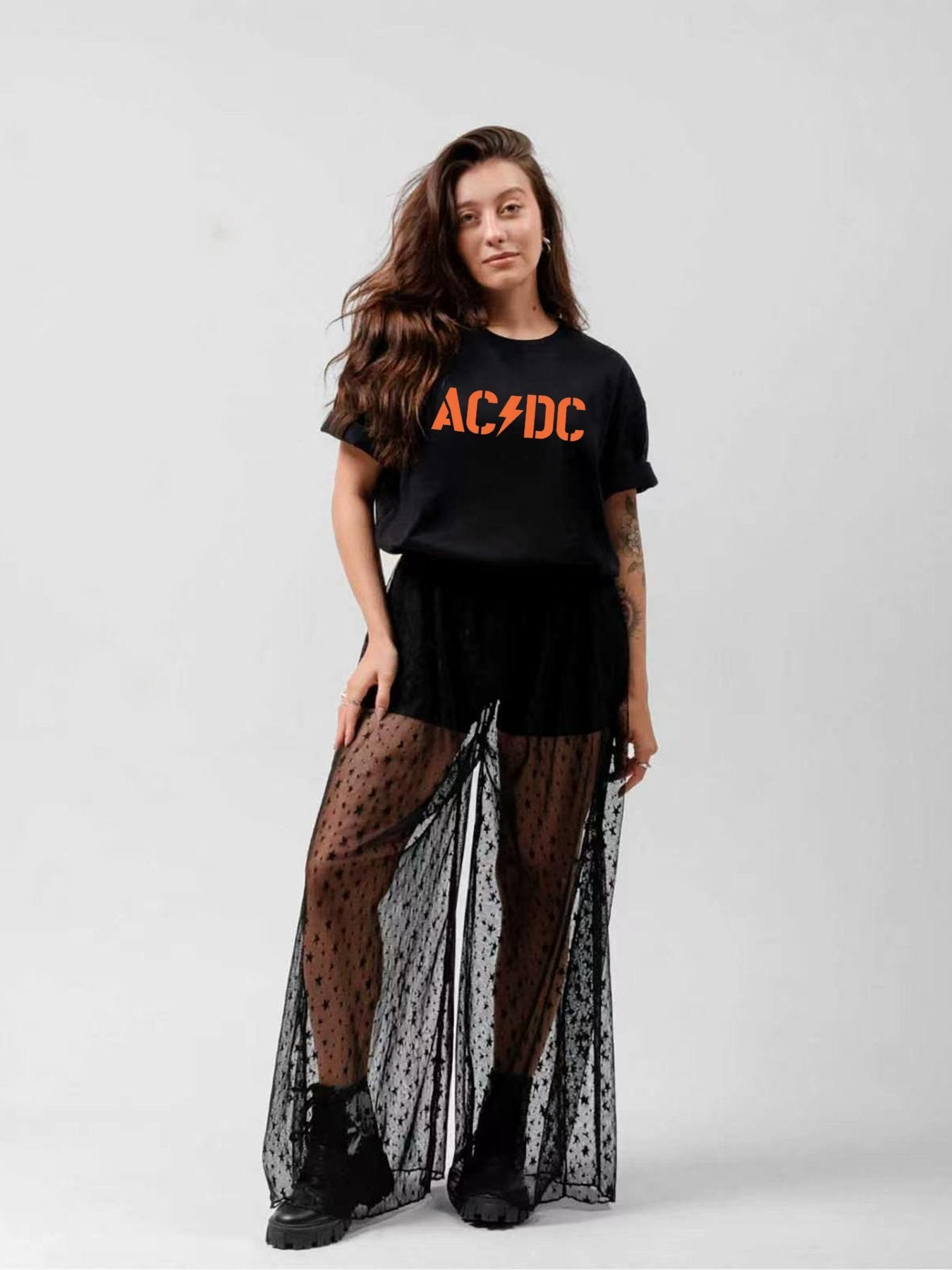 AC/DC Orange Logo Minimalist Rock T-Shirt