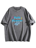 Hallo Summer Graphic Washed T-Shirt