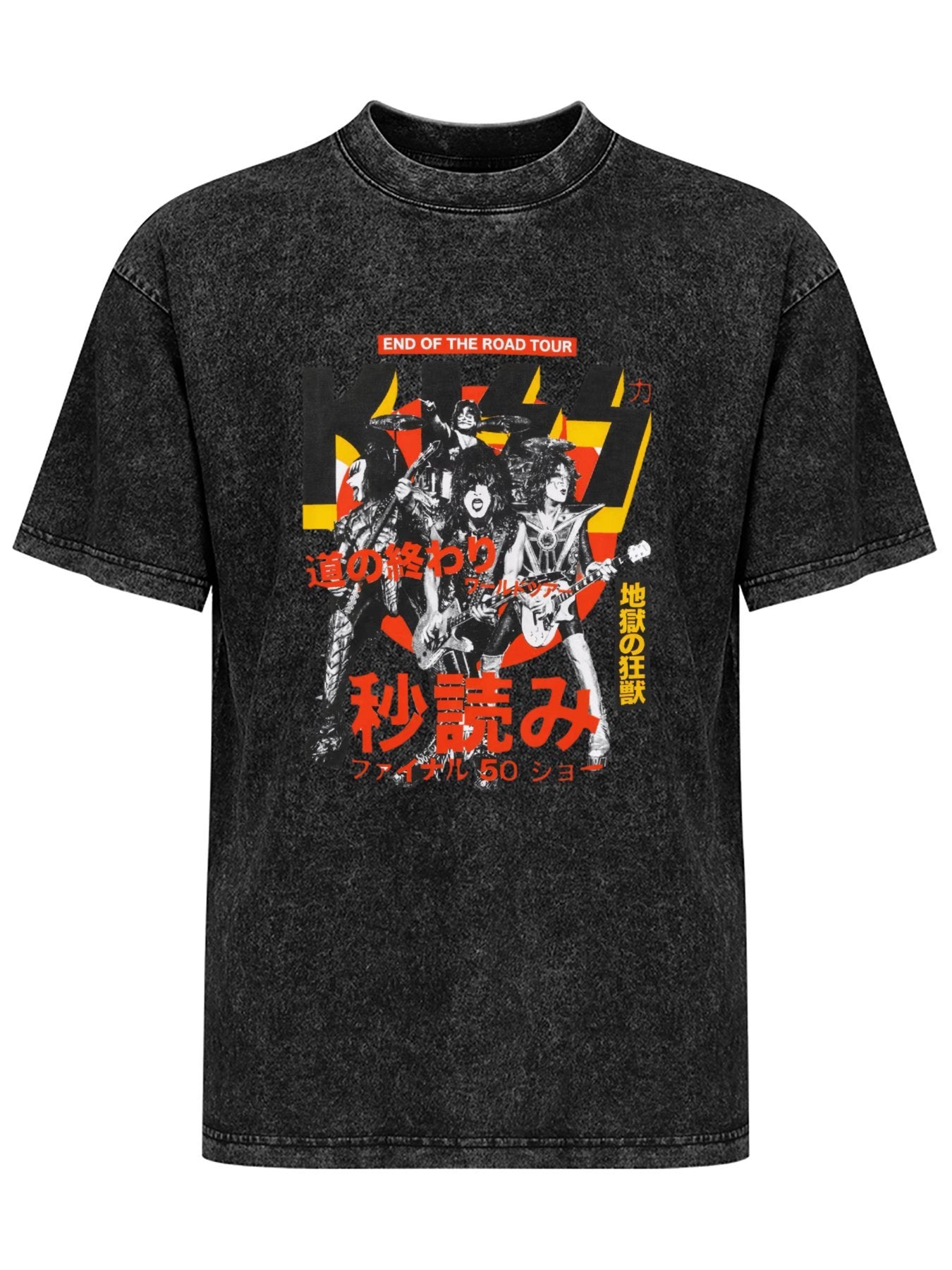 Vintage Washed KISS End of the Road Tour Japanese Poster Graphic T-Shirt
