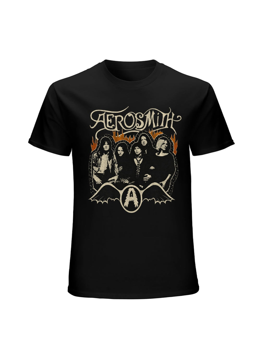 Aerosmith Band Portrait Flame Vintage Graphic T-Shirt